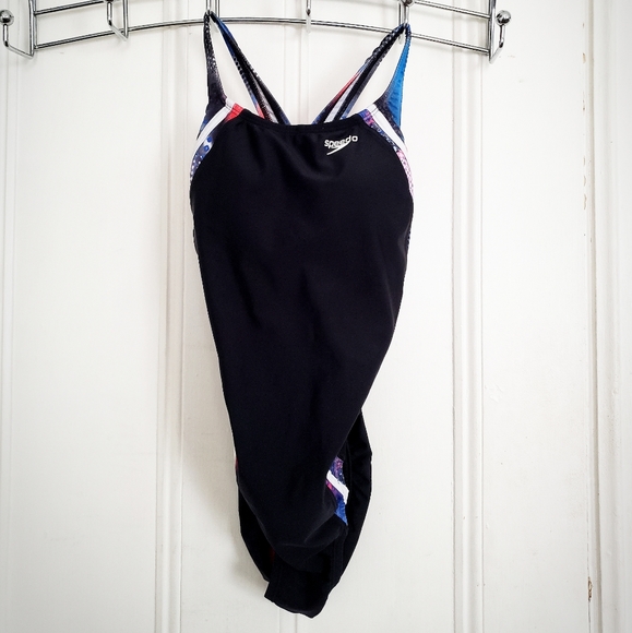 Speedo One-Piece Swimsuit Size 4 Black & Cosmic - Picture 2 of 8
